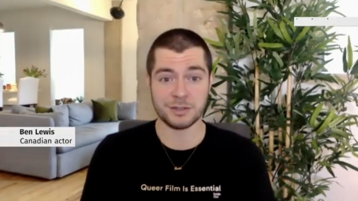 benlewishere's tweet photo. Thank you @CBCNews & @glasneronfilm! Also, glad I wore the right shirt for this interview. πππ₯ @InsideOutTO @AndrewWMurphy @jennaldufton #QueerFilmIsEssential https://t.co/IvsaKgMfsA