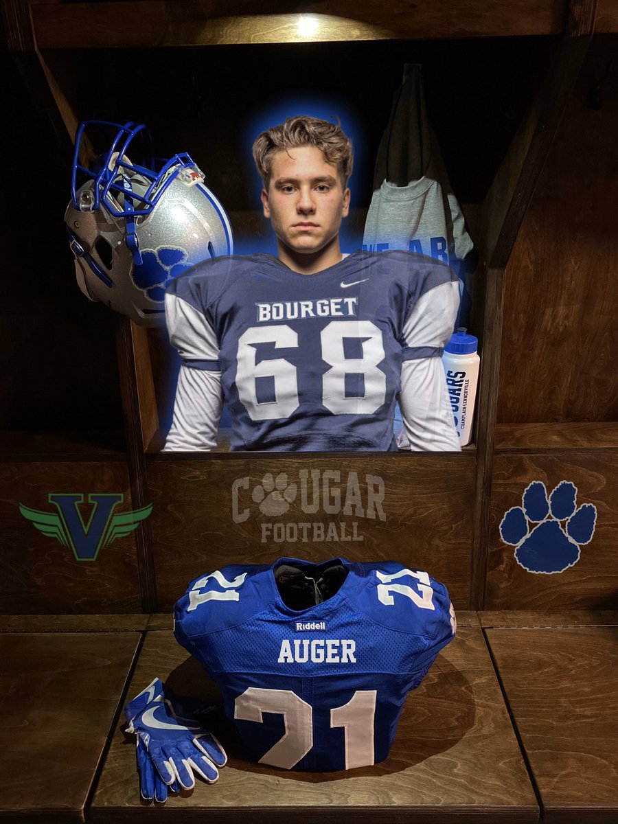 Football: ⚪️🔵 2021 Recruitment 💥 Brenden Auger Welcome to the Cougar Family! ℹ️ Voltigeurs du Collège Bourget ✅ 6'2' 230lbs ⚜️ Team QC 🇨🇦 Football Canada U16 East All-Star 2019 🏆 Bol d'Or juvénile 2019 D1b #cougarpride #bleedblue #reload #colldiv1