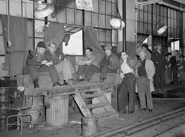 In Michigan, in 1933, they sat down on the machines so that it could not be used by scabs.