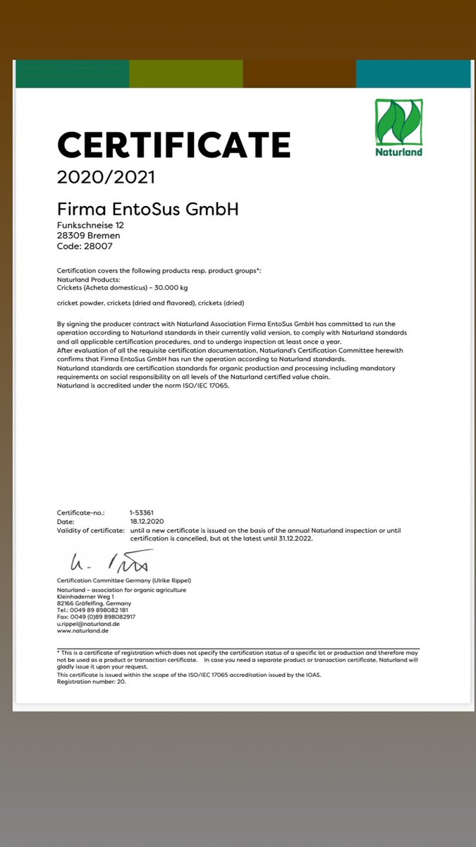EntoSus ist die erste Naturland zertifizierte Insektenfarm #EntoSus #Grillen #Fuerdiezukunft #Bio