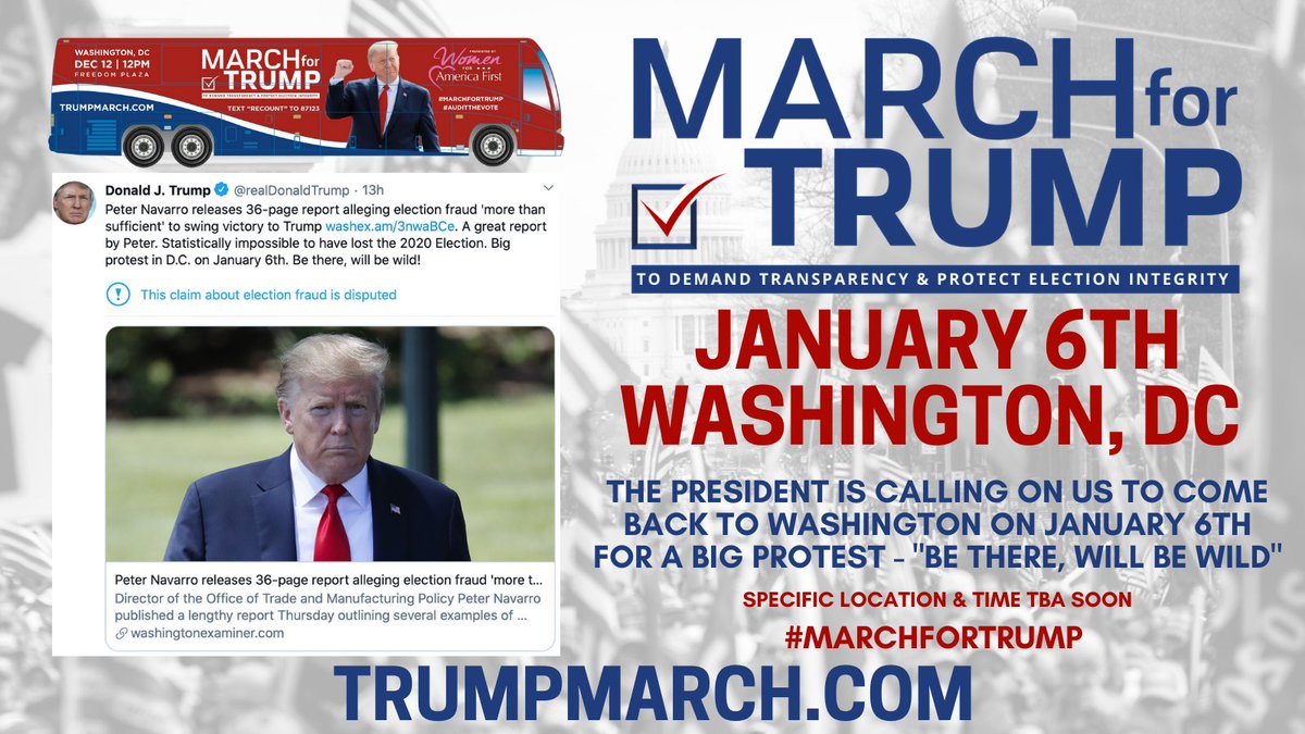 KylieJaneKremer's tweet image. The calvary is coming, Mr. President!
JANUARY 6th | Washington, DC
TrumpMarch.com
🇺🇸🇺🇸🇺🇸🇺🇸🇺🇸
#MarchForTrump #StopTheSteal