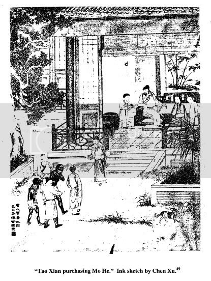 "When Xiao Jin awoke from her dream, her pain had ceased...Although the old man is the Buddhist savior, it is the kunlun slave who has the supernatural power."Another story depicts Mo Le, who is the slave of a Chinese official who pines for the concubine of another. 17/