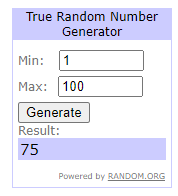 Arbitrarily halting the poll.Random it is.75/