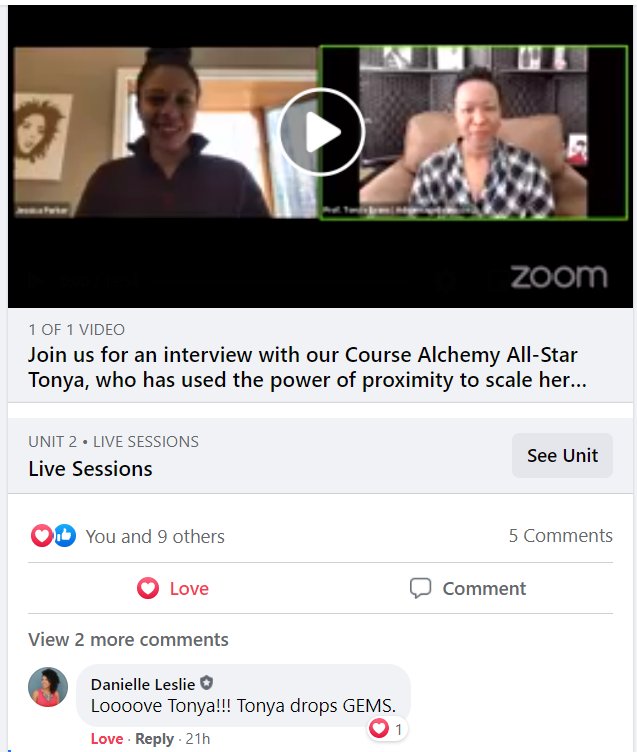 IPProfEvans's tweet photo. Thank you @danielleleslie for this #CourseAlchemy spotlight about my @AdvantageEvans #FromCashtoCrypto course! Jessica Parker and I took a deep dive into the power of proximity to๐ฉ๐พโ๐ผ ๐ฐ๐ and to authenticity in the work and the vision. Here's ๐ฅ to #whatceiling. Let's go! #Alchemy https://t.co/po9GmDbPif