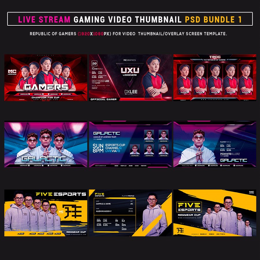 MCGRAPHICS2's tweet image. Check out &apos;Esports Social Media Stream Gaming Video Thumbnail / Banner Overlay Photoshop Templates Bundle 1&apos; on #EnvatoMarket by @MCGRAPHICS2 #graphicriver graphicriver.net/item/esports-s…
