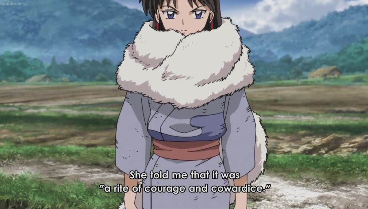 THREAD: "The Rite of Courage and Cowardice"I think Setsuna is undergoing the Rite since the moment she went to Kaede's village and afterwards. So we can all agree that Kaede obviously misinterpreted the whole thing.But let's explain a few things  #半妖の夜叉姫