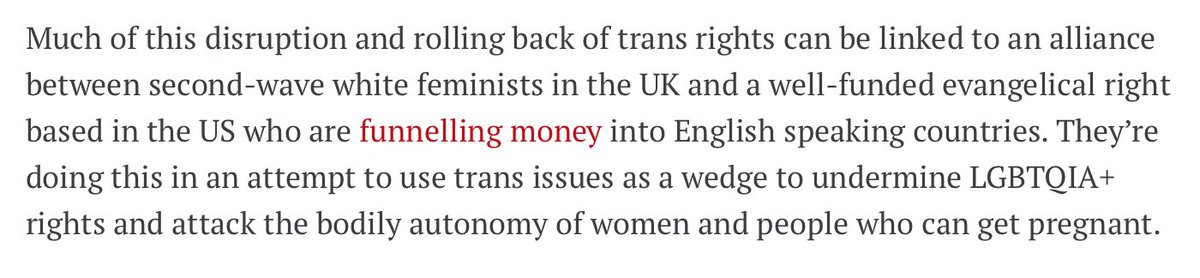 Their is no evidence that either the groups speaking up in Ireland or the  #KeiraBell case judgement has anything to do with the US evangelical right. Nor that they are a part of an attack on LGBT rights or women's bodily autonomy. >