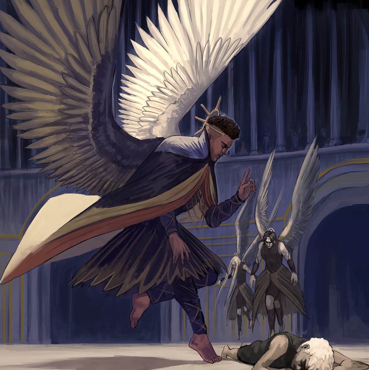 Chapter 5 of Falling Lucifer is finally on Tapas! You can read it here: tapas.io/episode/1975243