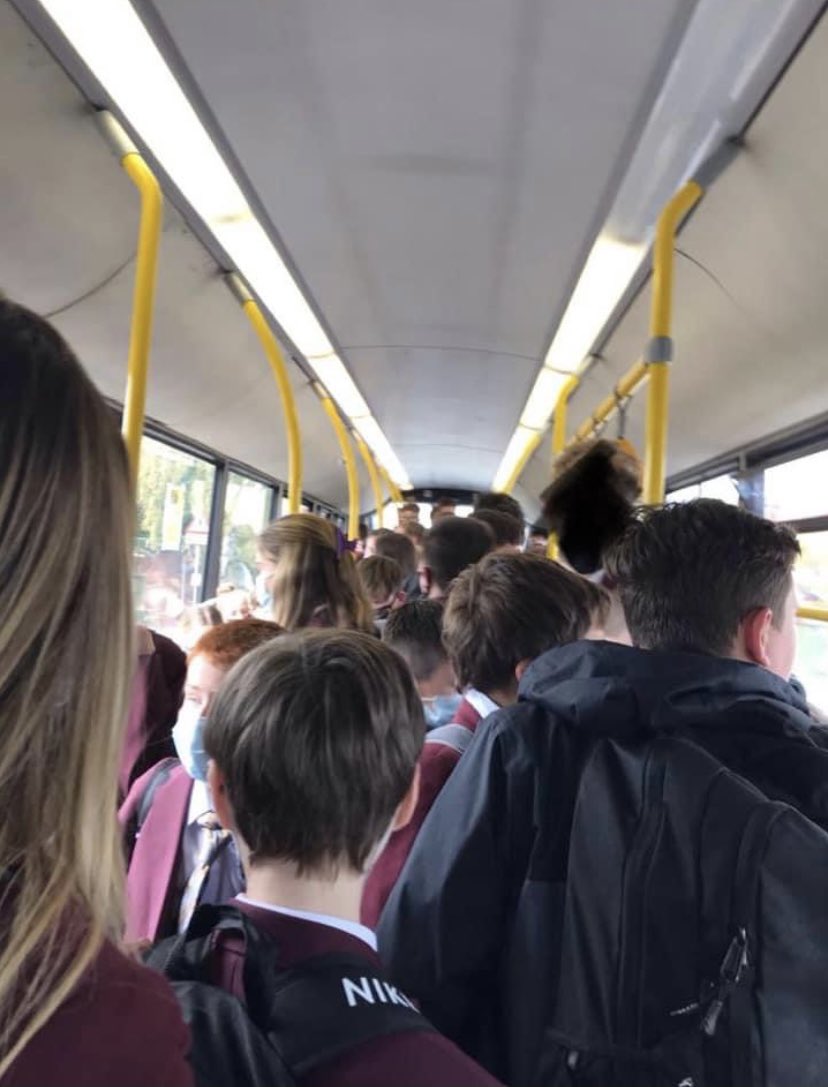 jemajones1's tweet photo. Can’t see family or friends at Christmas but come January 4th school busses will probably look like this again. Yeah pubs and family are the problem 🤷🏼‍♀️ #Covid19UK #christmasiscancelled https://t.co/SG6mHEqIGF