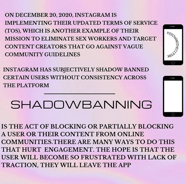 lilsticles's tweet photo. remember to boycott instagram on december 20th bc the updated terms of service actively discriminate against sex workers! social media censorship and deplatforming during a global pandemic deprives users of alternative avenues of income, and by extension, is inherently violent. https://t.co/VYGuA213B6