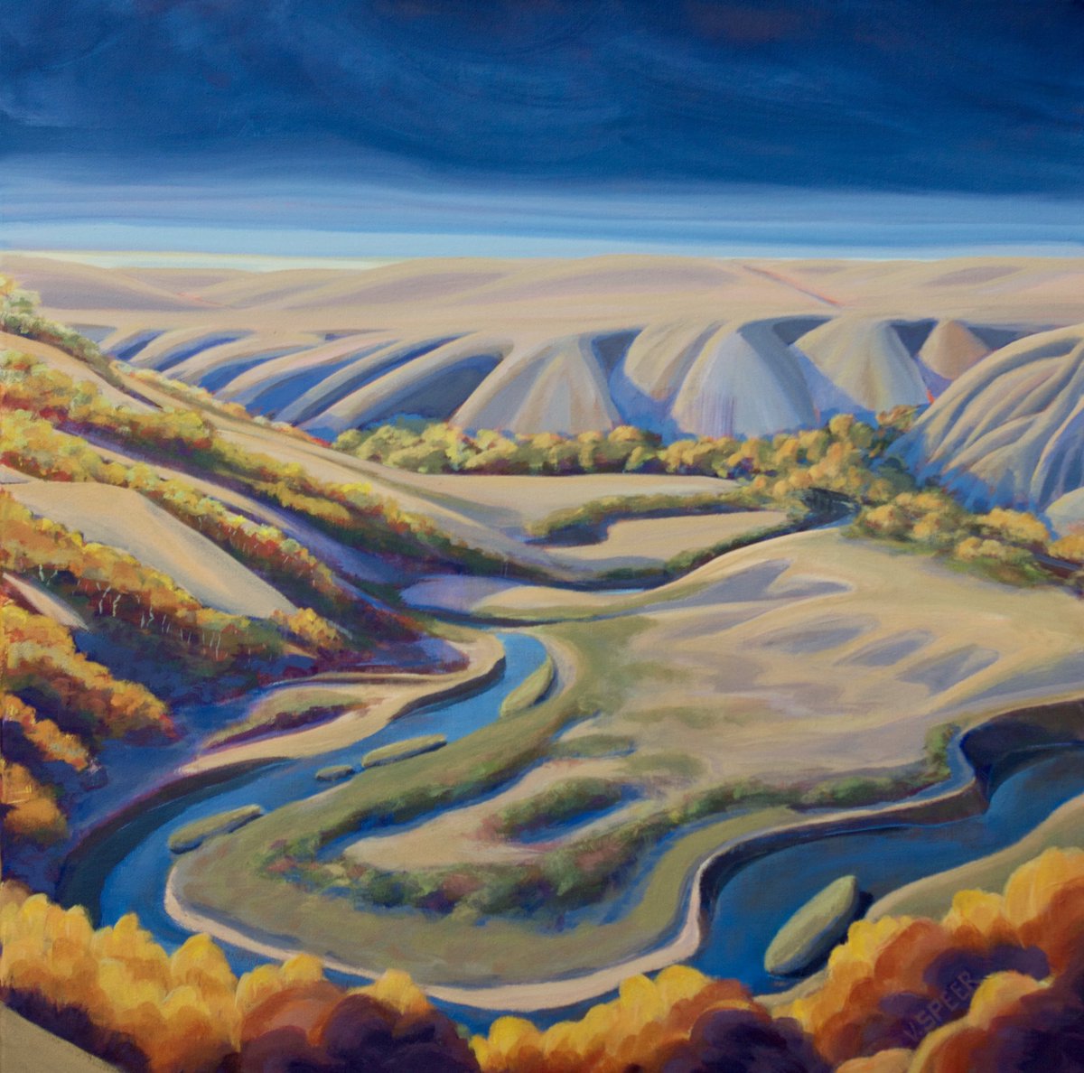 beacon_art's tweet photo. Bidding a fond farewell to fall with this lovely piece by participating artist Valerie Speer 🍂🎨💫 #yycarts #calgaryart #yycfall https://t.co/zgaewN2d1Z