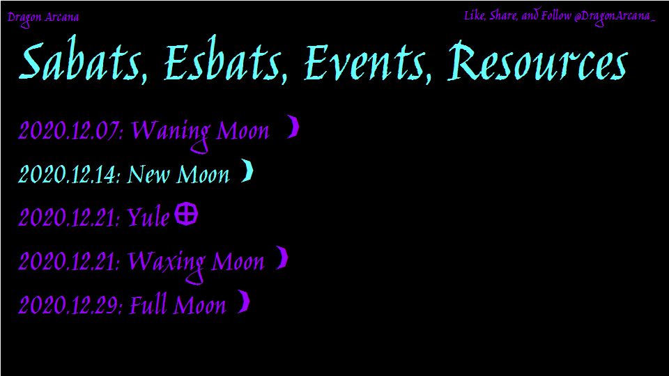 HelphyrKlub's tweet photo. Sabats, Esbats, Events, Resources

2020.12.14: New Moon

#T2FB
@DragonArcana_ https://t.co/yNPJUX10NG