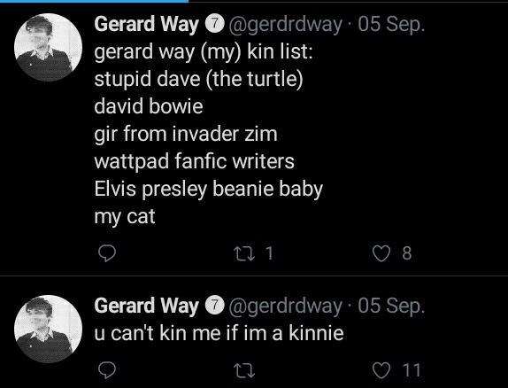 thread of tweets from my gerard parody account because it got s worded forever ago and I want to save these