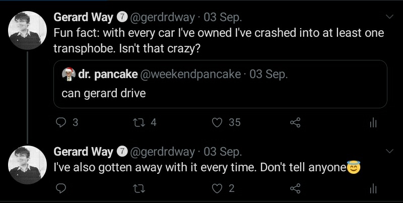 thread of tweets from my gerard parody account because it got s worded forever ago and I want to save these