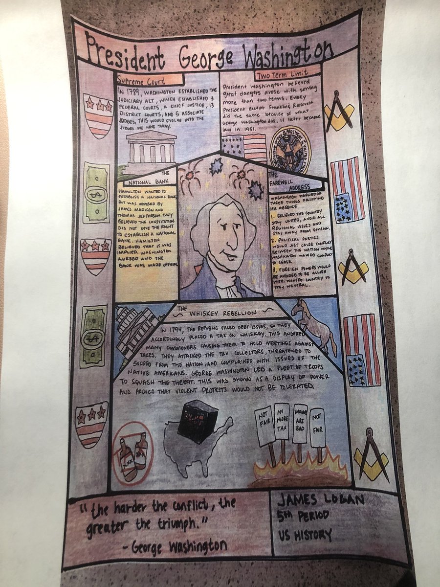 sgarrettrcisd's tweet photo. So this is a One Pager that James Logan produced after learning about the Early Republic!Absolutely  AMAZING!  Way to be Summers Strong!! @BobbySummersMS @RoyseCityISD https://t.co/nkgtp1PaI4