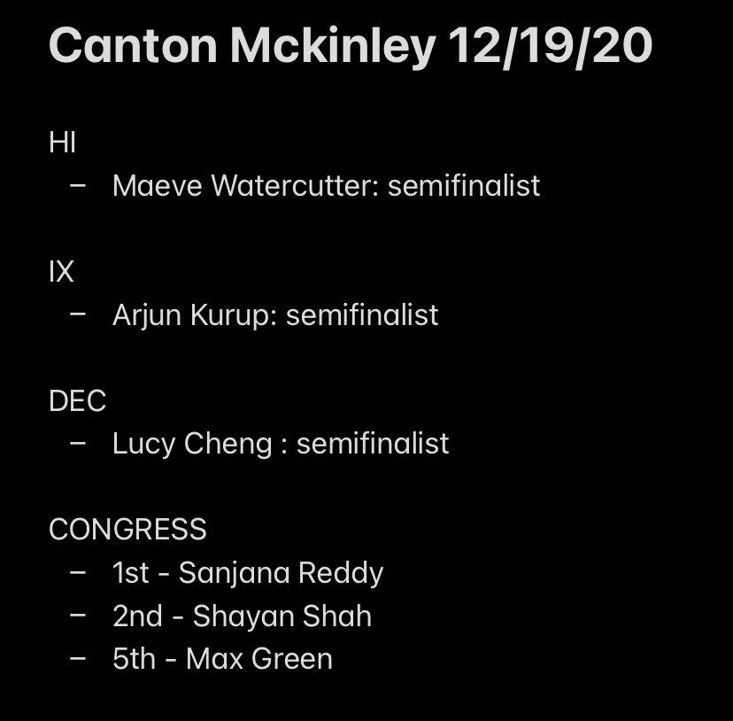 Congratulations to these competitors in today’s virtual tournament‼️😈🏅💻 THE LAST TOURNAMENT OF 2020! #EPND #CHSSpeechandDebate <a href="/OHSpeechDebate/">The Ohio Speech and Debate Association</a>