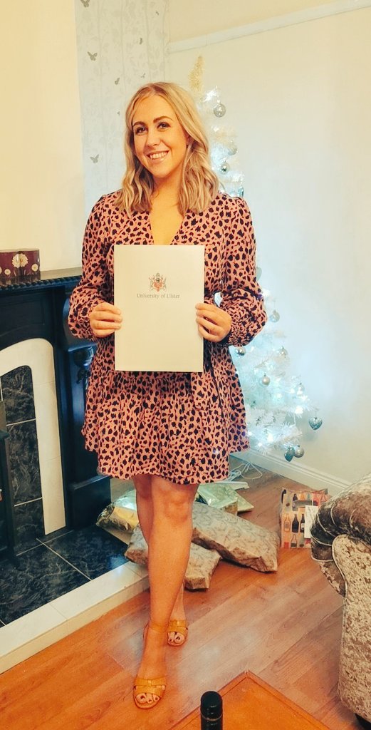 BronaghB4's tweet photo. A little sad didn't get a graduation but hey. A bottle of gin in the house and a picture with my certificate will do the same job. 😂
Counting my blessings everyday that I have a job and loved ones are safe🎉#ulsternurse
#northerntrust https://t.co/QPY6JU5gz7