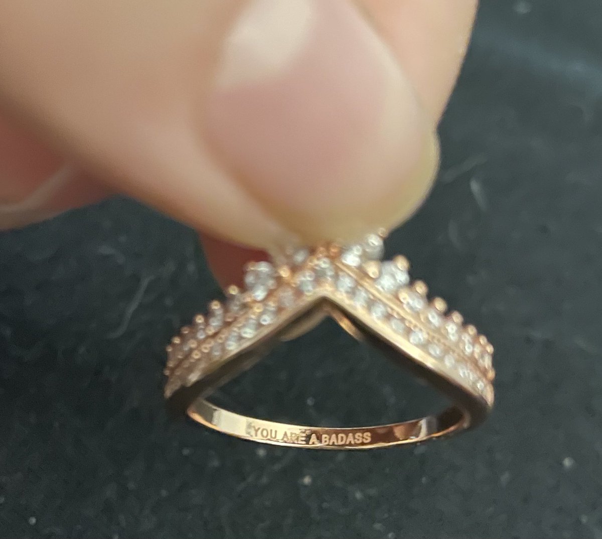 17makdaddy's tweet photo. Okay but one of my best friends got me this “badass bestie” ring for Christmas and I’m so in love 🥺 it’s freaking beautiful plus it’s engraved with “you are a badass”. Idk what I did to find her in 2020 but I’m so glad I did I love her so much https://t.co/CZsbcGdUY3