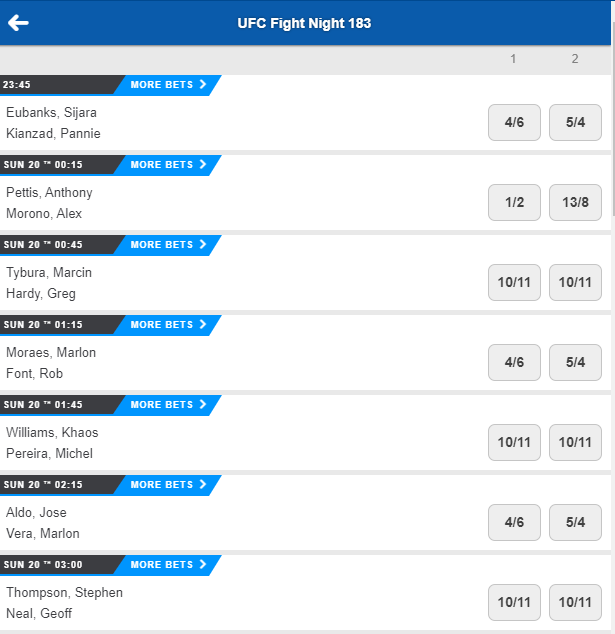 Betfred's tweet photo. #UFCFightNight183 is underway live on BT Sport 1!
We have all the action priced up here: https://t.co/2ZnJqTpAXb https://t.co/5nHChq6337