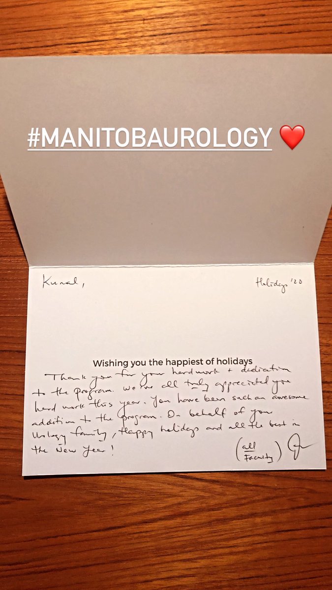 KunalJainMD's tweet photo. It may be cold outside but the hearts of the people who make up this province are filled with warmth. On behalf of the residents, thank you to our very kind and generous faculty @ManitobaUrology for the card and gift to each of us. We are lucky to be a part of this family. 🙏🎄🎊 https://t.co/WxSDYJ1YTw