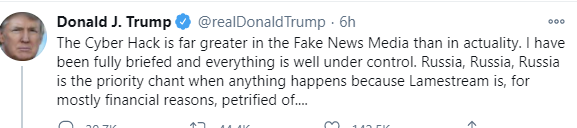Kasparov63's tweet image. Are you kidding? His own Secretary of State, a full loyalist, already admitted it was Russia! When I said in 2017 that Trump had more Russian connections than Aeroflot, this is what I was worried about.