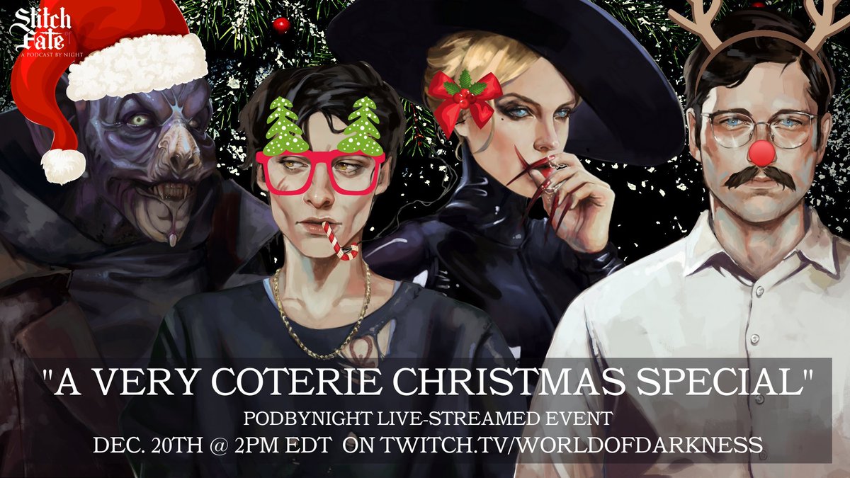 Mark_Meer's tweet photo. The cast of @PodByNight will be reuniting on the @worldofdarkness  “Vamily Holiday” charity livestream supporting the @DirectRelief COVID-19 fund!

Watch it Sun Dec 20 at 2PM EDT at https://t.co/KmyY2V99N9 

#vamily #vtm #rpg #ttrpg #Vampirethemasquerade #Vampire #CharityStream https://t.co/YeoIuFfCzF