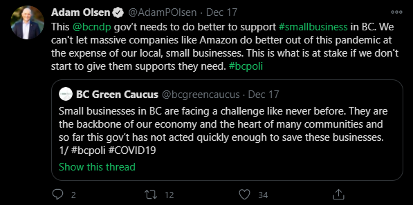 4BCParty's tweet photo. "This @bcndp gov’t needs to do better to support #smallbusiness in BC." @AdamPOlsen 

Small business needs the restrictions removed, not support.

Let small business get back to business. BC is rich in entrepreneurship &amp; ingenuity.

Take off the gloves &amp; let them work!

#bcpoli https://t.co/qORVVfKAQz