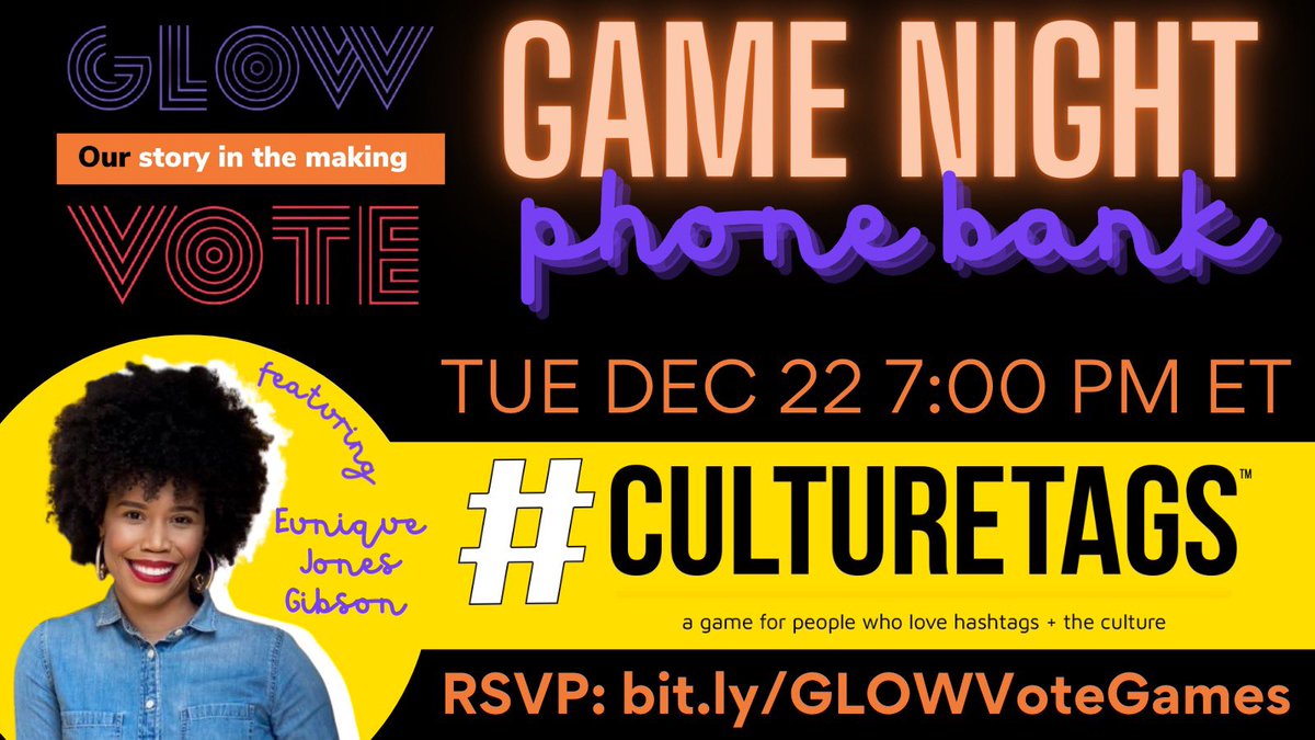 GlowVote's tweet photo. Join us for #CultureTags and Phonebanking featuring @eunique
Get your GLOW Punch and your best friends. You know it’s a #GLOWVote event so we’ll be doing voter outreach and having a good time
https://t.co/lAaFGskFA9 https://t.co/HI7ueceGow