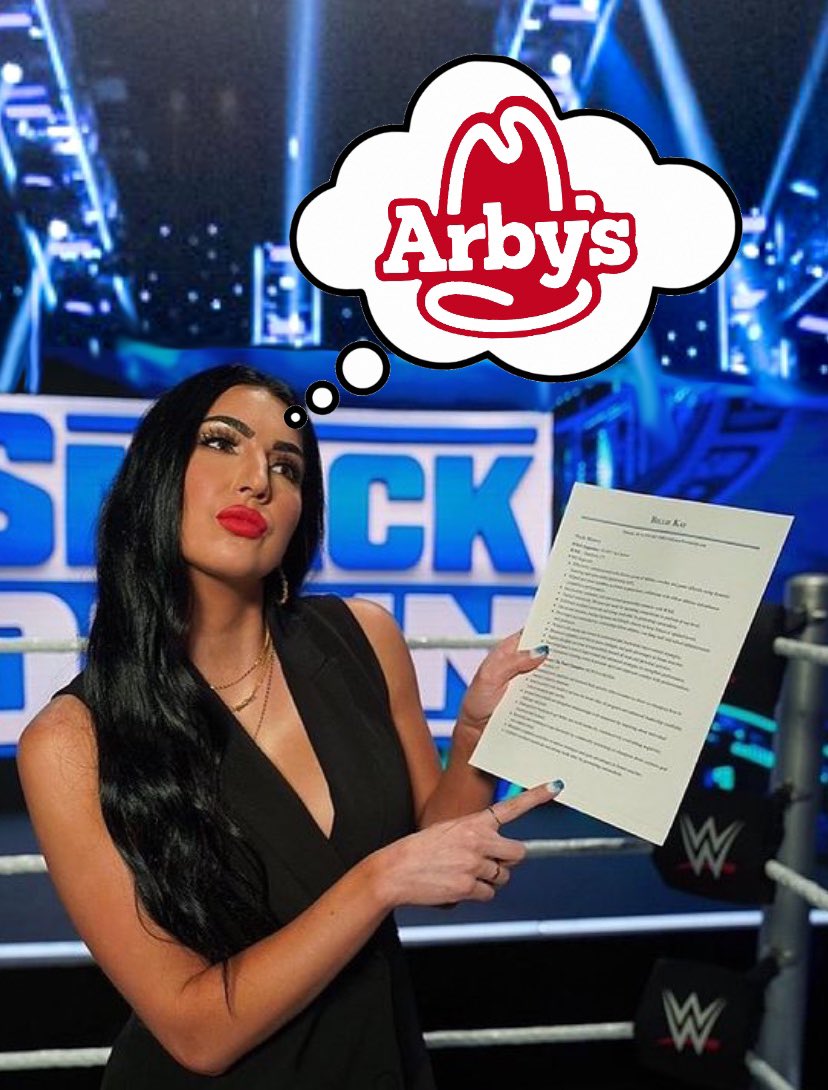 TheIIconicsWWE's tweet photo. @BillieKayWWE @Arbys Someone’s thinking @Arbys https://t.co/SjlVG4lUEI