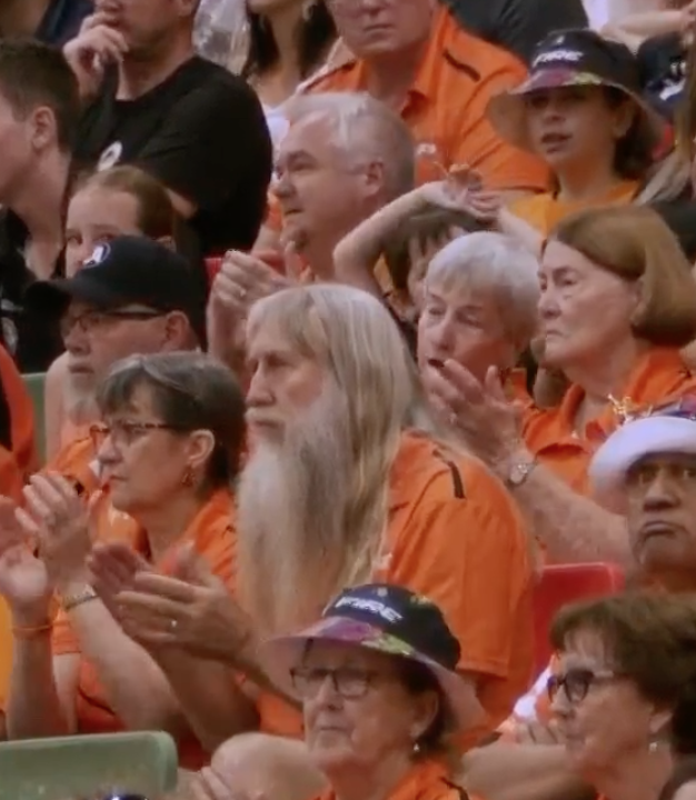 NBLpocketpod's tweet photo. This #WNBLGF is such a drawcard event that even famous American aviator and notorious recluse Howard Hughes has defied the grave, braved the crowds AND the pandemic to be in attendance! #sprucemoose #waveofthefuture #WNBL20 #WNBLFinals #WeAreWNBL #thisisqueensland https://t.co/POJxjhlohC