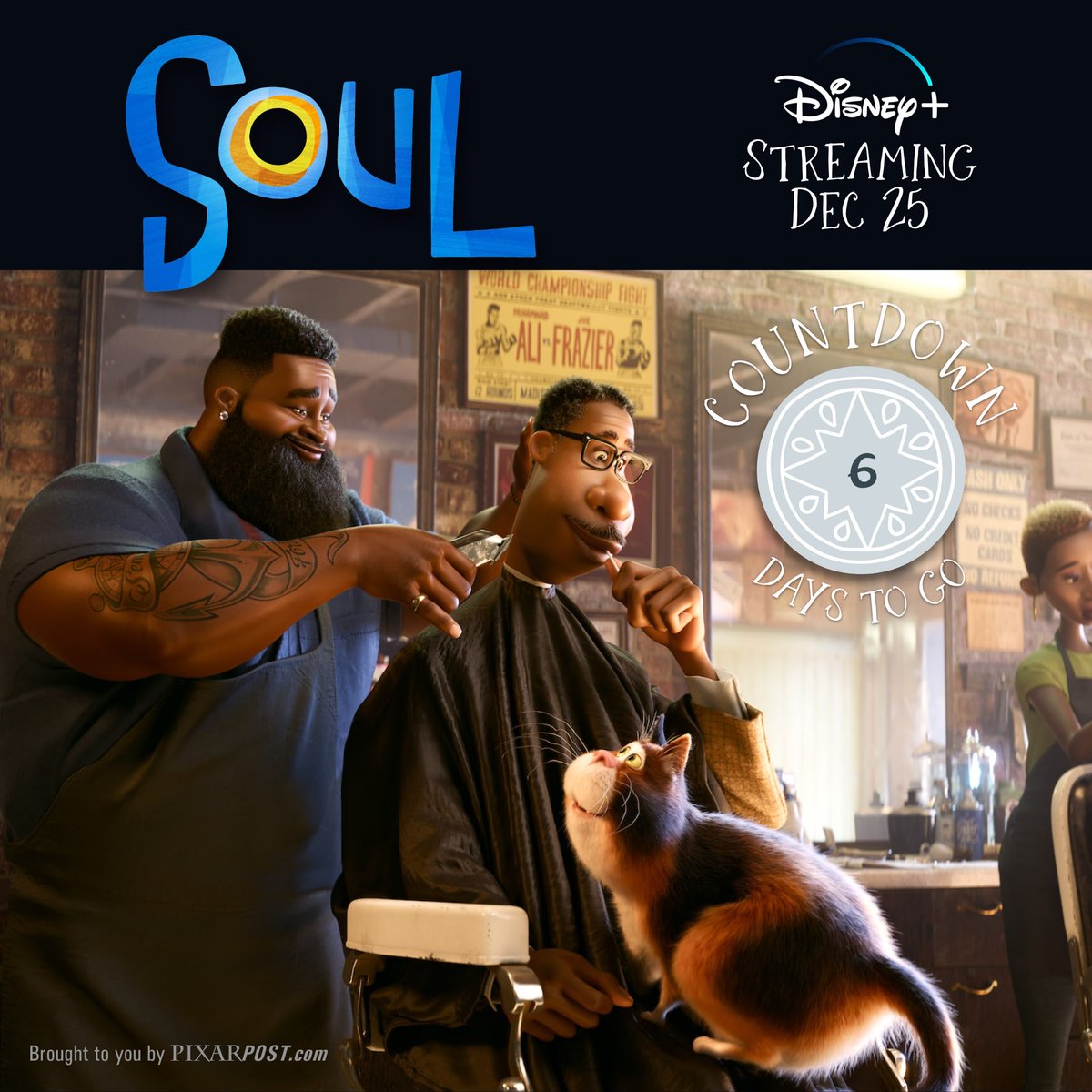 ThePixarPost's tweet photo. Only 6 days left to watch #PixarSoul! There is no doubt that the scene is in the barbershop is amazing. We love how real is it — how the movie slows down and lets this scene breathe. It adds so much, yet is so subtle (with a lot of laughs) #CountdownToSoul #BarberShop #DisneyPlus https://t.co/9cSqT7mZSW