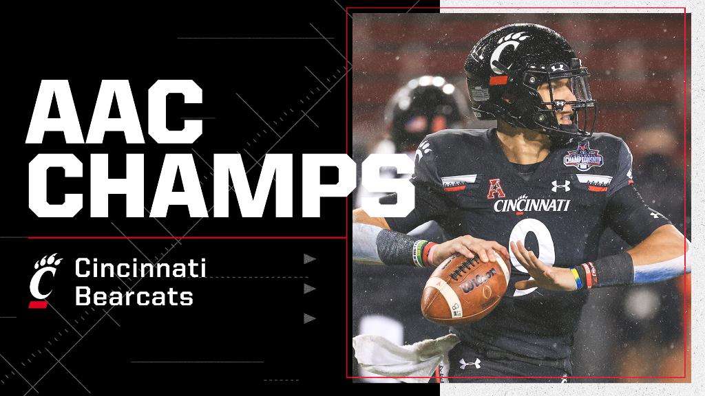 espn's tweet photo. No. 9 Cincinnati wins the AAC title and stays undefeated at 9-0 🙌 https://t.co/z3cjCOzitn