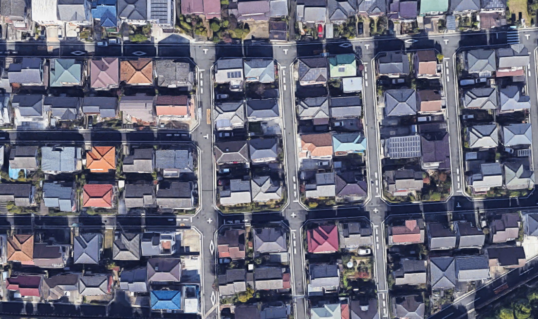 A complete reimagining of this insight, in which the street ROW is eliminated completely and the houses rotated to face the alley, reduces the ratio of public to private land and thereby allows the creation of square, or nearly square lots, as are common in Japan.