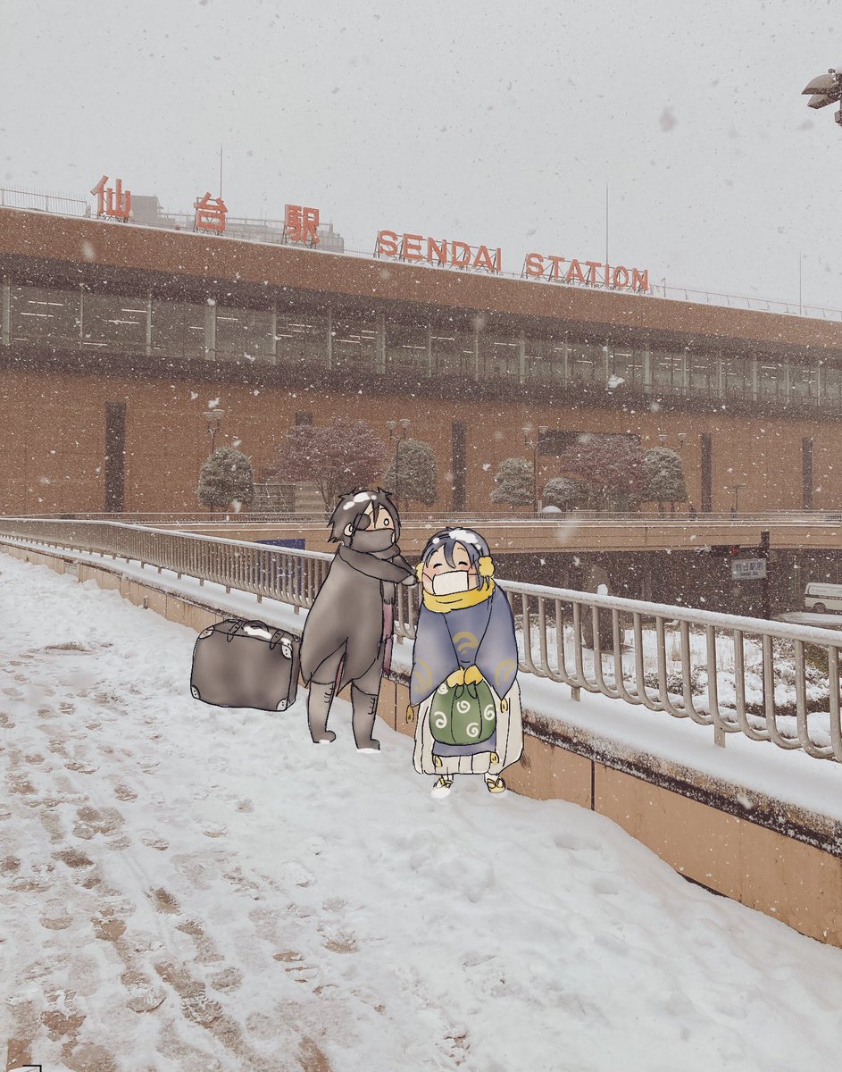 仙台駅でもおばショットをきめる三日月さん みくちん 7 22福岡あ05bのイラスト