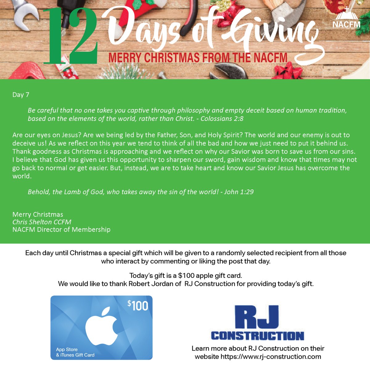 NACFMed's tweet photo. Be sure to comment or like to enter our drawing for the gift below provided by NACFM Business Member, RJ Construction. https://t.co/PDsRo8yDbi