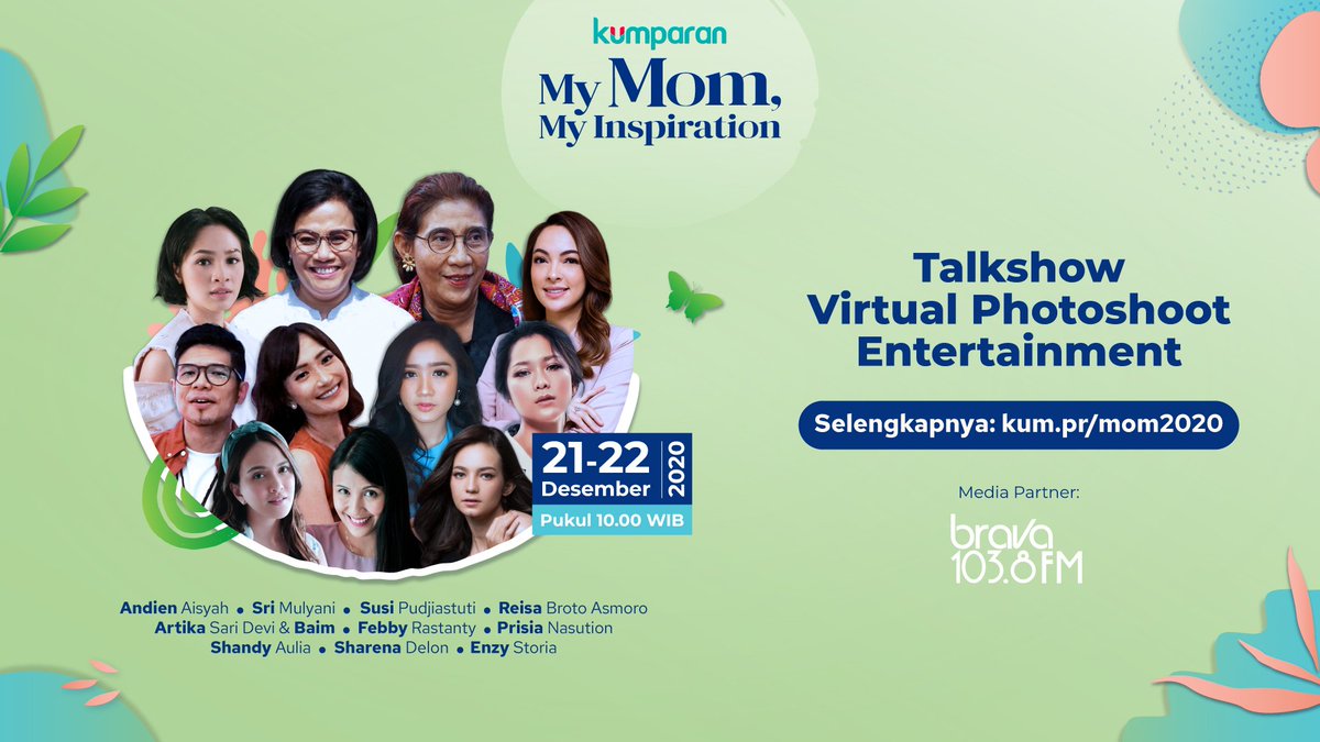 Bravaradio's tweet photo. Rayakan hari ibu dengan menyaksikan My Mom, My Inspiration pada 21-22 Desember 2020 di @kumparan. Bersiap! Akan ada giveaway total puluhan juta. #MyMomMyInspiration #kumparancom #kumparanMOM
- Cek info selengkapnya melalui link: https://t.co/OKj3uboXrZ https://t.co/maPGctroEz