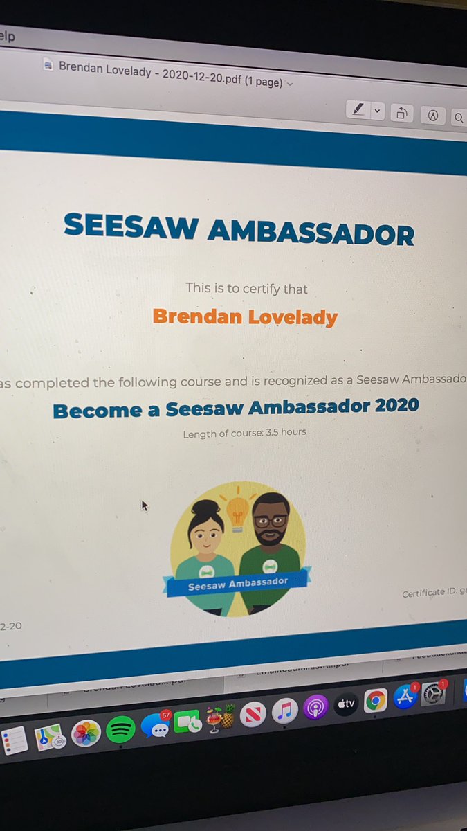 So excited to have completed the 3.5 hour course to become a #SeesawAmbassador for my school system! @Seesaw @TAYLOR_does_IT