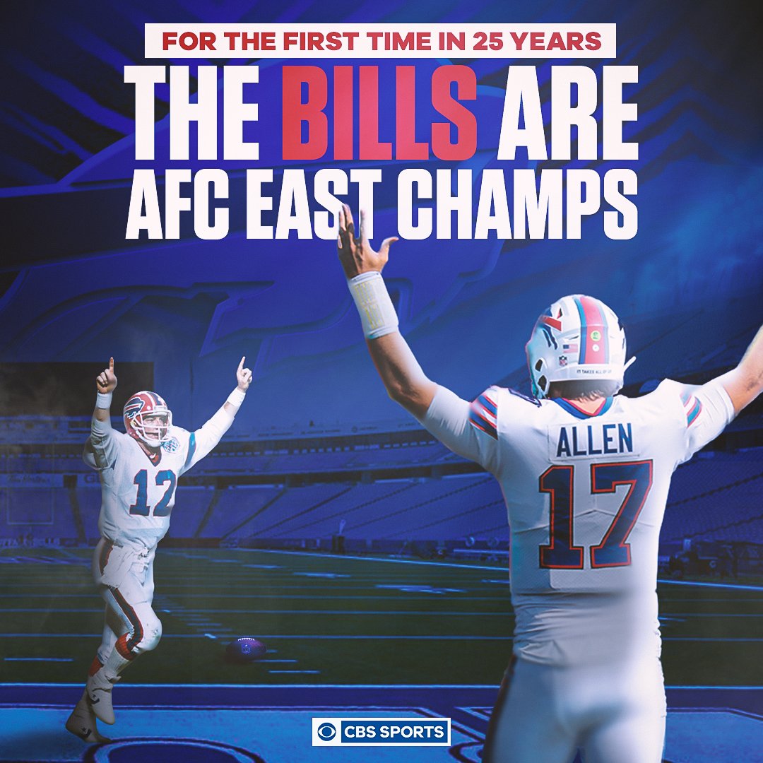 CBSSports's tweet photo. #BillsMafia has been waiting since 1995 to say this again... DIVISION CHAMPIONS https://t.co/lwAnpWQzE6