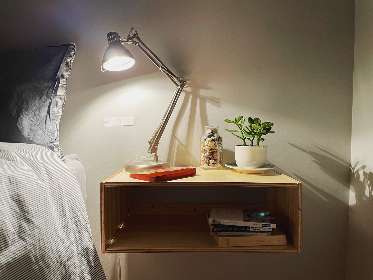 estellebajou's tweet photo. Nightstand: built. Sweet dreams. 💕 #diy #ladycarpenter #girlswithpowertools #woodworking https://t.co/yp1l3jwuUO
