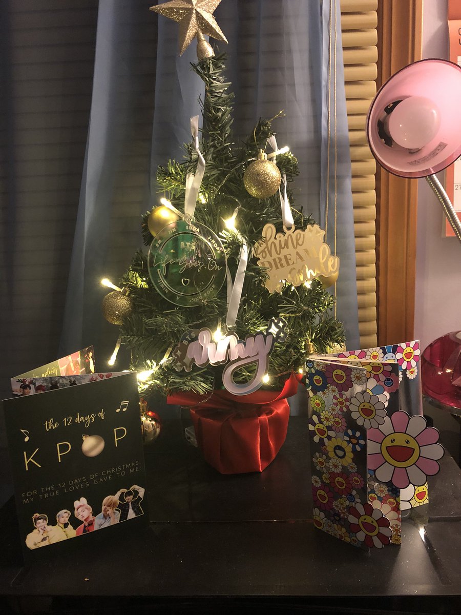 devin_kelsey19's tweet photo. Sometimes you just need to decorate your wonky, baby Christmas tree and display Christmas cards to put you in a good mood. @happilyeveretch @its_jenee the ornaments are gorgeous! And big thanks to @spinebreakerjin and @bangtanbklyn for making my day with the cards 💜 https://t.co/RBauxgztMV