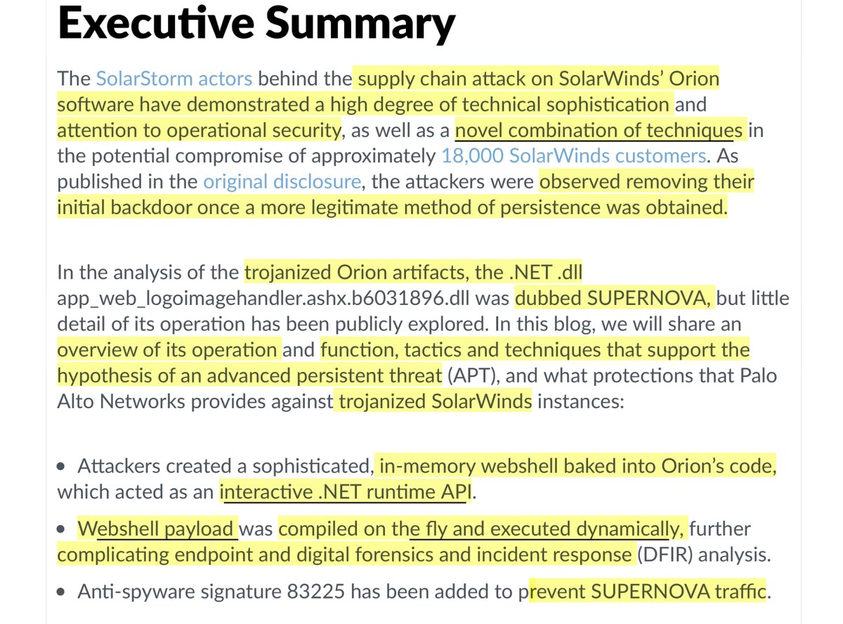 SUPERNOVA subthread follow along if interested -docs via PaloAlto Networks-full disclosure I am biased I’ll refrain from personal indulgences, as my opinion is immaterial“trojanized Orion artifacts, the .NET .dll app_web_logoimagehandler.ashx.b6031896.dll was dubbed SUPERNOVA”