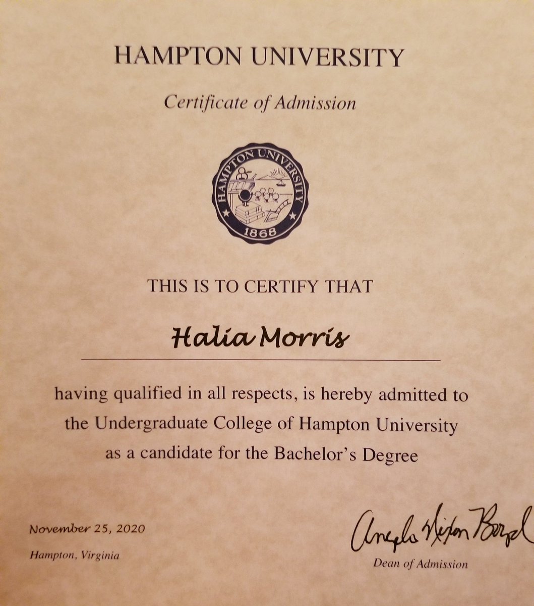 MrsReeBoMo's tweet photo. Proud parent moment! As college acceptance letters are rolling in, this one is the one she's been waiting for!! Congratulations @halia_2021!!🤗❤
#HBCU #HamptonUniversity https://t.co/Dy7huyruAO