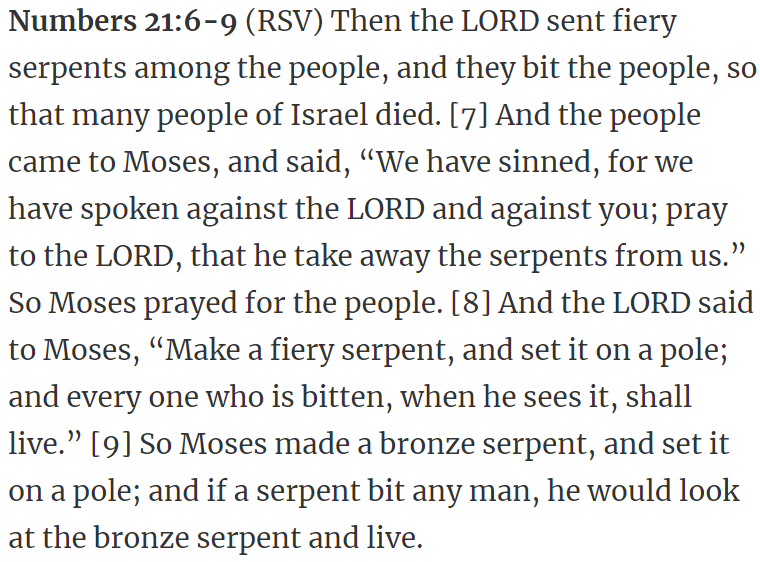 Firstly, we see this degradation with the serpent staff of Moses. A holy object that acted as an icon in healing the sick.