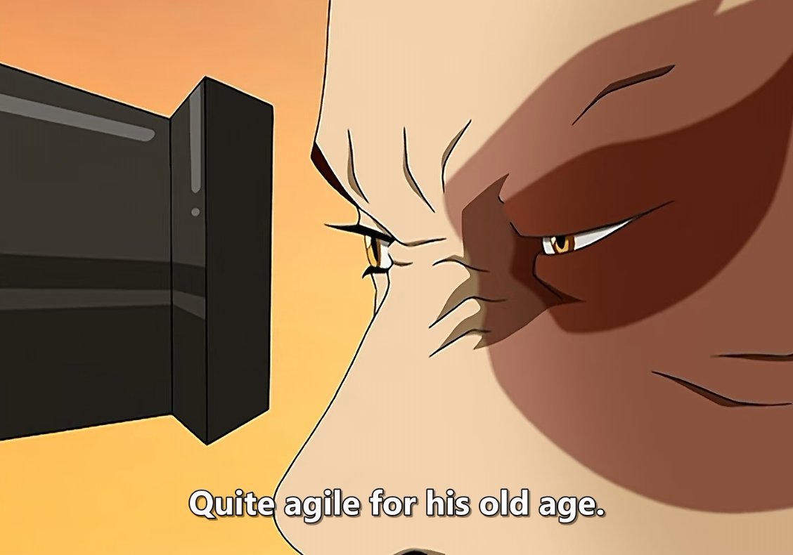 OH YES...AANG THE 112 YEAR OLD...SO VERY AGILE....