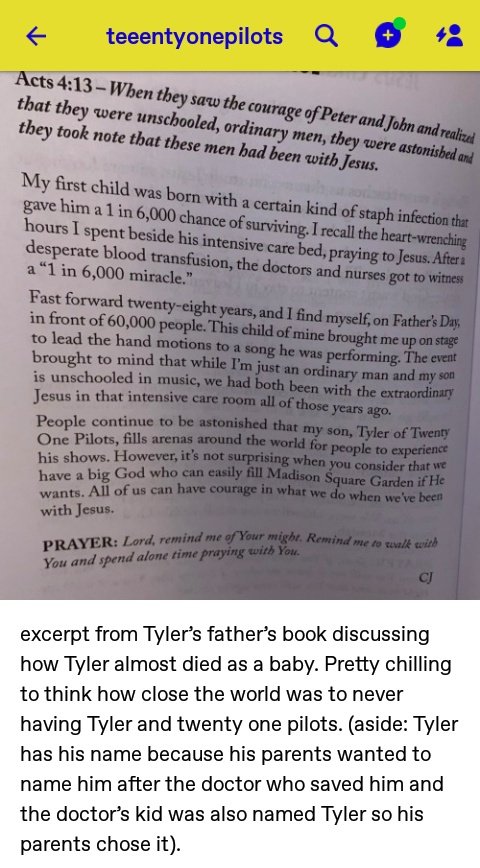 vialisms's tweet image. traducción del extracto del libro de chris joseph (papá de tyler) donde explica cómo tyler estuvo a punto de morir al nacer