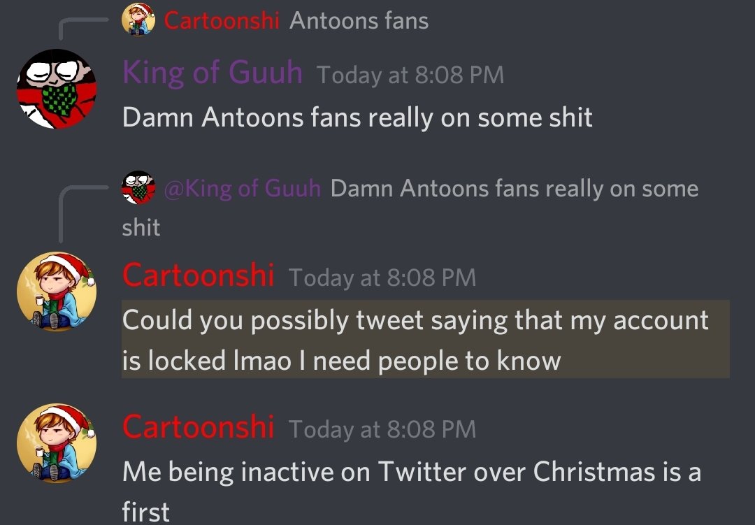KingOfGuuh's tweet photo. Ayo CartoonShi just got suspended on Twitter by Antoons fans.
Antoons fans must be so boring and ugly like damn bruh.
#FreeShi https://t.co/2szL8Q3ziP