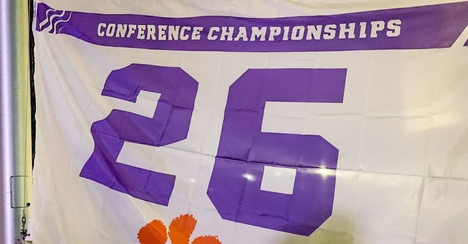 ClemsonTigerNet's tweet image. LOOK: #Clemson's new conference championship banner at Death Valley: bit.ly/3awAA95
