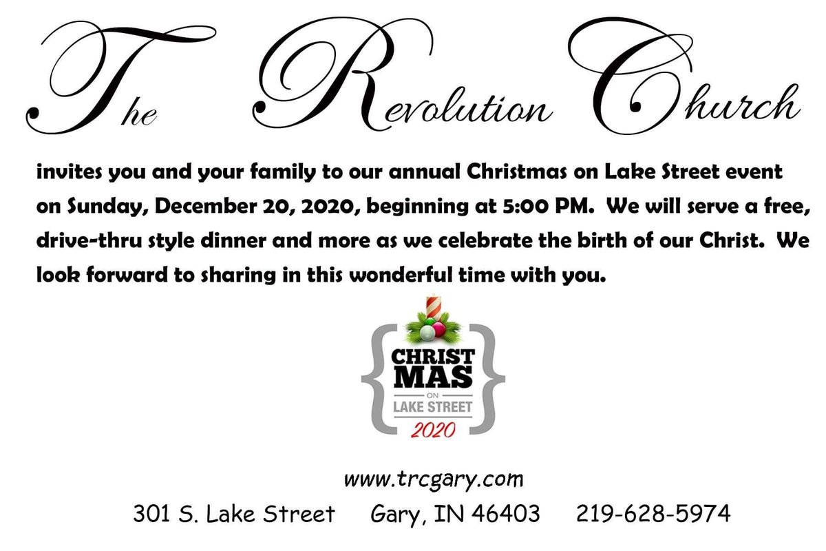 trcgary's tweet photo. Christmas On Lake Street
• Hot Dinner
• Children’s Gifts
• &amp; more....
This will be a drive-thru w/ the line starting at the corner of 3rd &amp; Lake Street on east side extending southward. Serving begins at 5:00 pm

*food &amp; gifts for only those present &amp; while supplies last https://t.co/CZex5kR1j7
