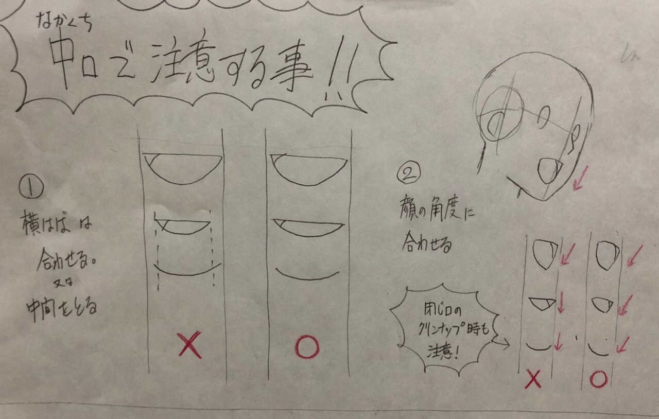 尾山 景子 さすらい動画マン 中割り的 中口の注意点 中口はパクパク動かしたいので 形 角度 色 でパカパカさせないようにすれば だいたい何とかなります アニメーター 新人 中割り 口パク 中口 T Co 85nvgadomw Twitter