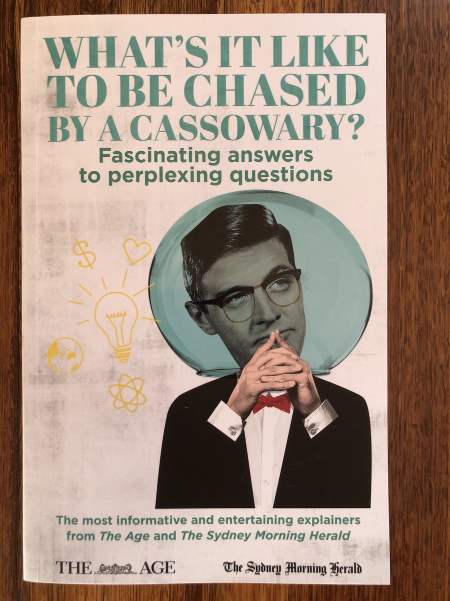 astroduff's tweet photo. I loved being in this book of perplexing questions brought together by @theage's @fel_lewis  "What's it like to be chased by a cassowary?" is a fun read, and see if you can guess which question I provided 👽 https://t.co/qIgf48bjFe
